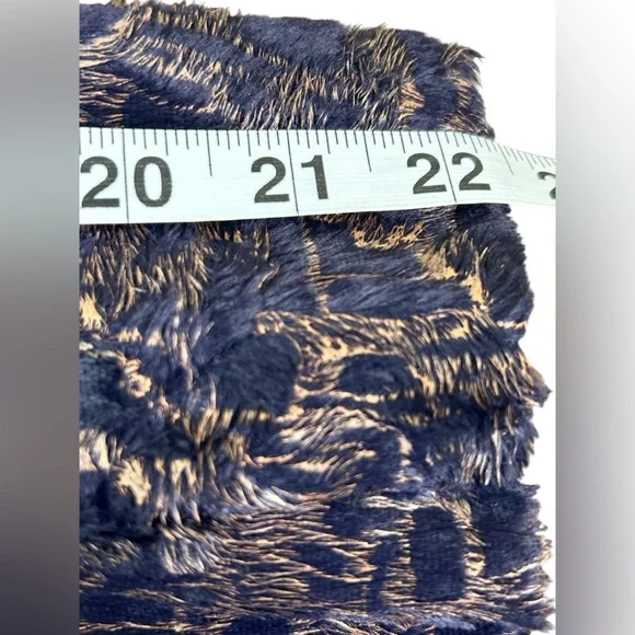 VTG Y2K MI‎ JONG LEE Textured Faux Fur Jacket Navy Gold Sz 4 Luxe Cropped - Picture 16 of 16